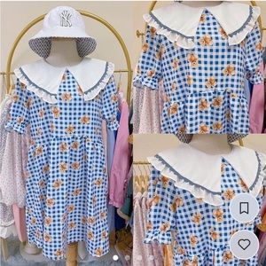 Fun teddy bear print dress with collar 🧸
